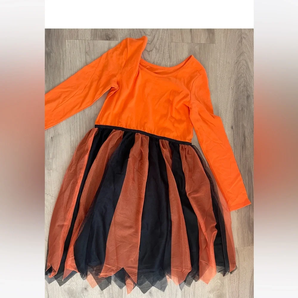 Cat and Jack new pumpkin dress long sleeves orange size 14
